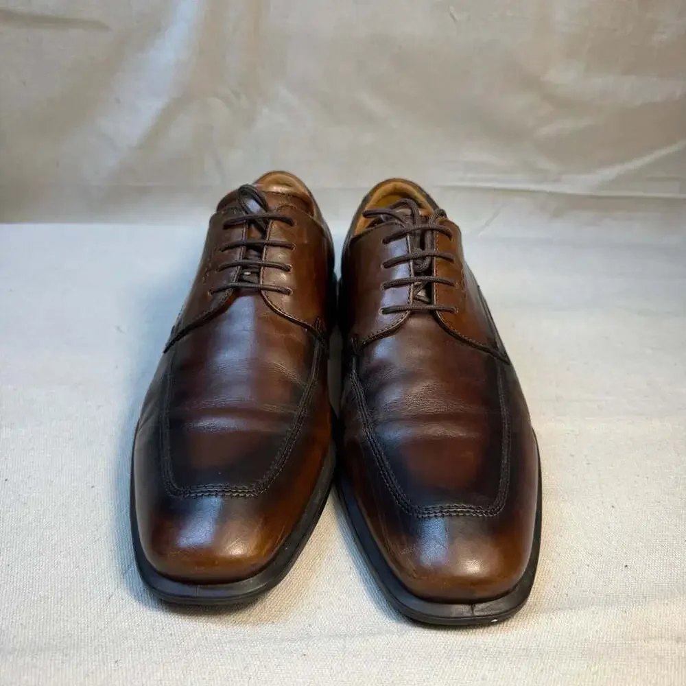 Ecco Cairo Apron Toe Tie Walnut Brown Leather Oxford